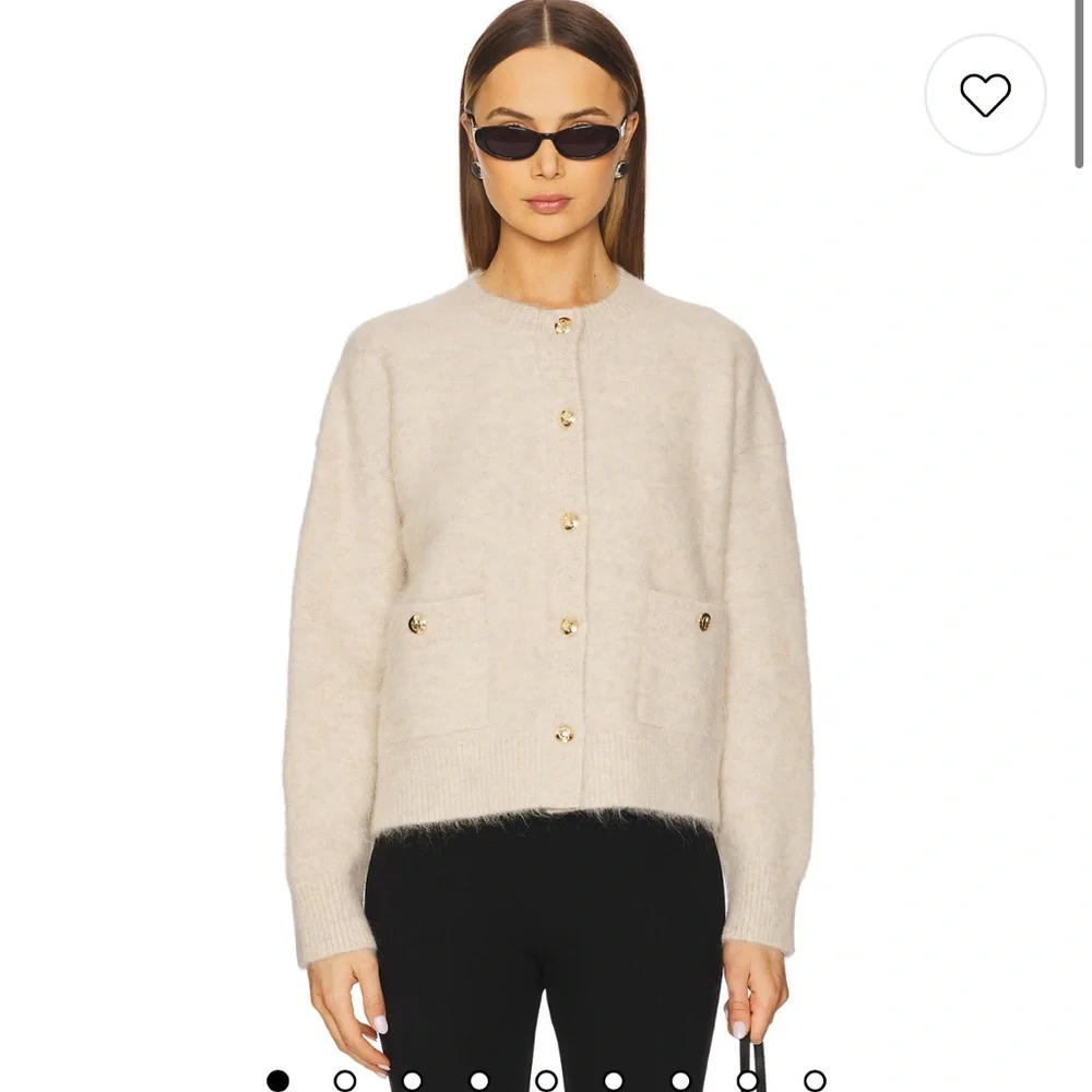 NWT Anine Bing Bobbie Cardigan in Light Oat Size Small Neutral Alpaca Sweater - Picture 2 of 10